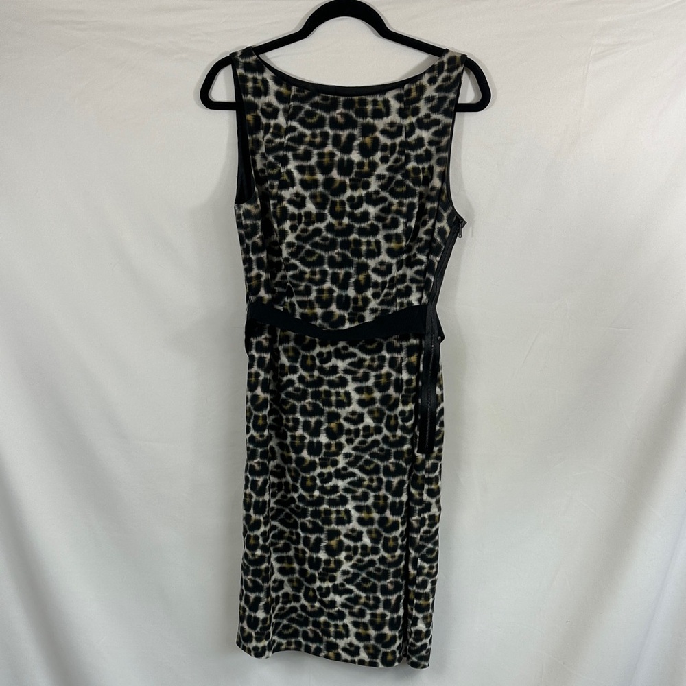 Ann Taylor Black and Cream Animal Print Midi Dress
